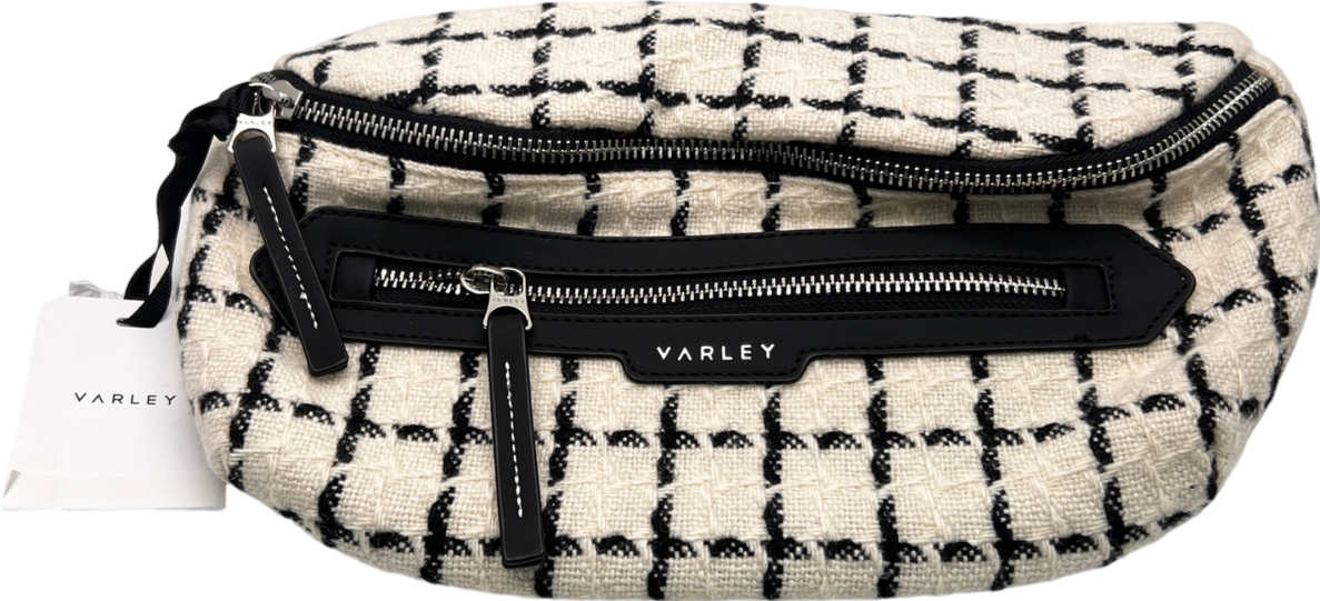 Varley White Roby Checked Wool-blend Belt Bag