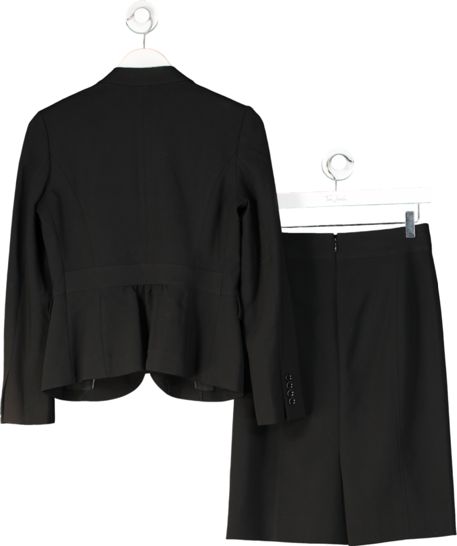 Burberry Black Tailored Wool Blazer And Midi Skirt Set UK 10