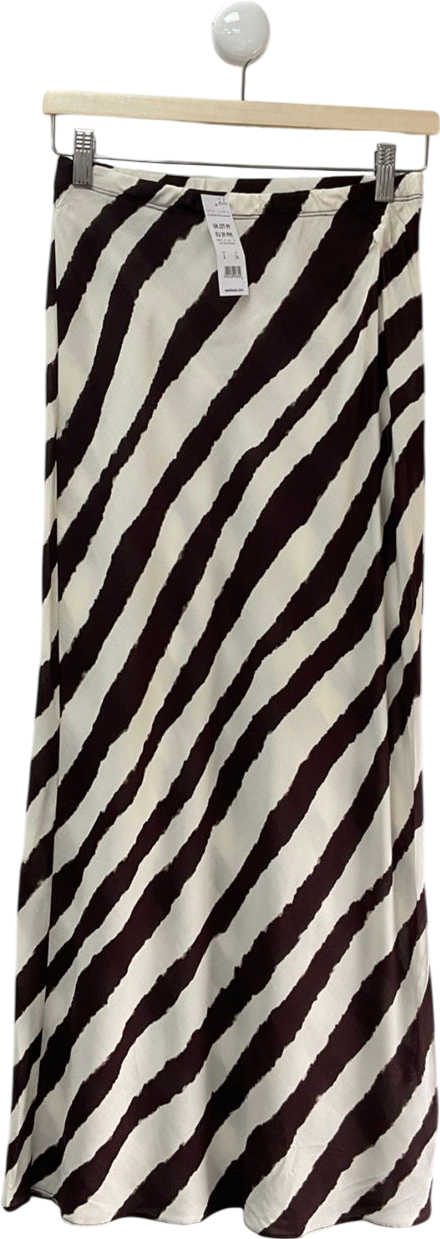 New Look White Zebra Print Maxi Skirt UK 8