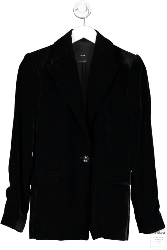MANGO Black Velvet Blazer Jacket UK S