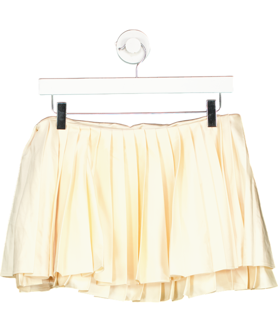House of CB Cream Emira Pleated Mini Skirt UK S