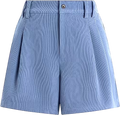 VARLEY Dusty Blue Jorden Pleated Corduroy Shorts UK S