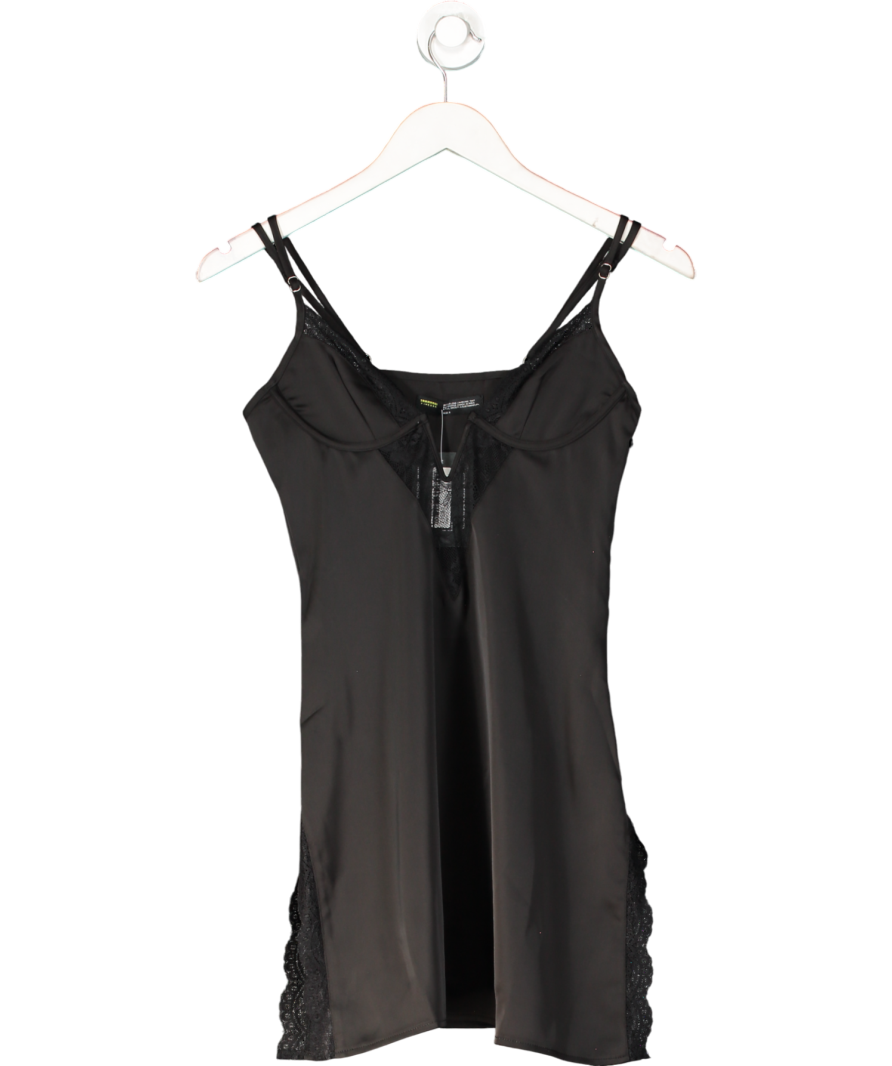 Finesse Ivy Black Lace Trim Mini Dress UK S