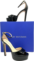 STUART WEITZMAN Black Patent Leather Platform Heel Sandals UK 3 EU 36
