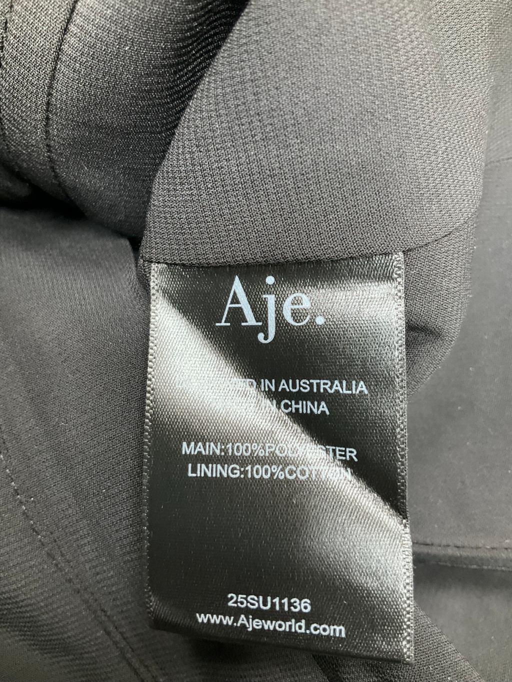 Aje Black Gia Ruched Crepe Top UK 8