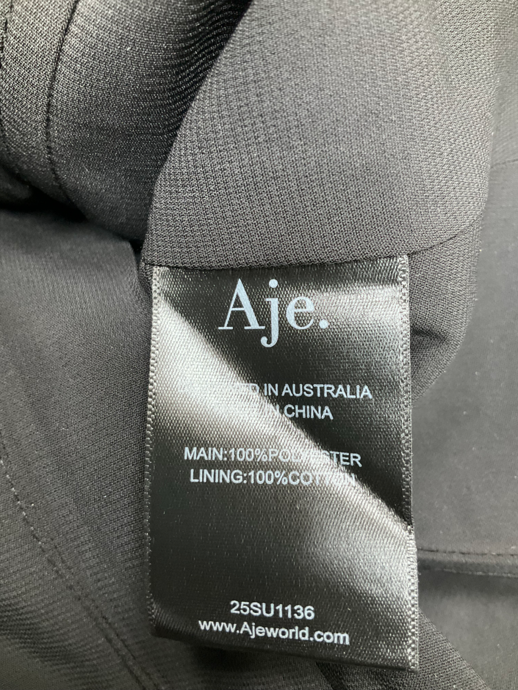 Aje Black Gia Ruched Crepe Top UK 8