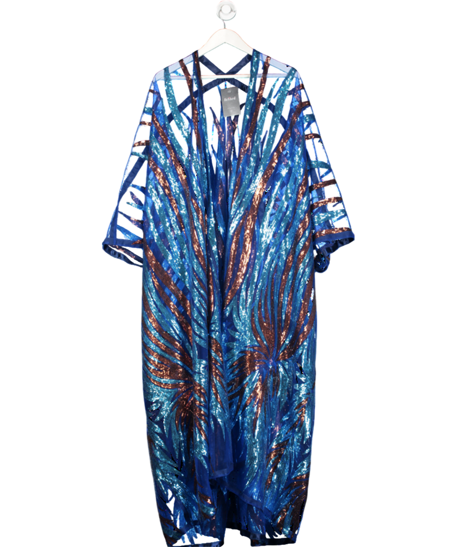 Blue Sequin Embellished Maxi Kimono UK XXXL