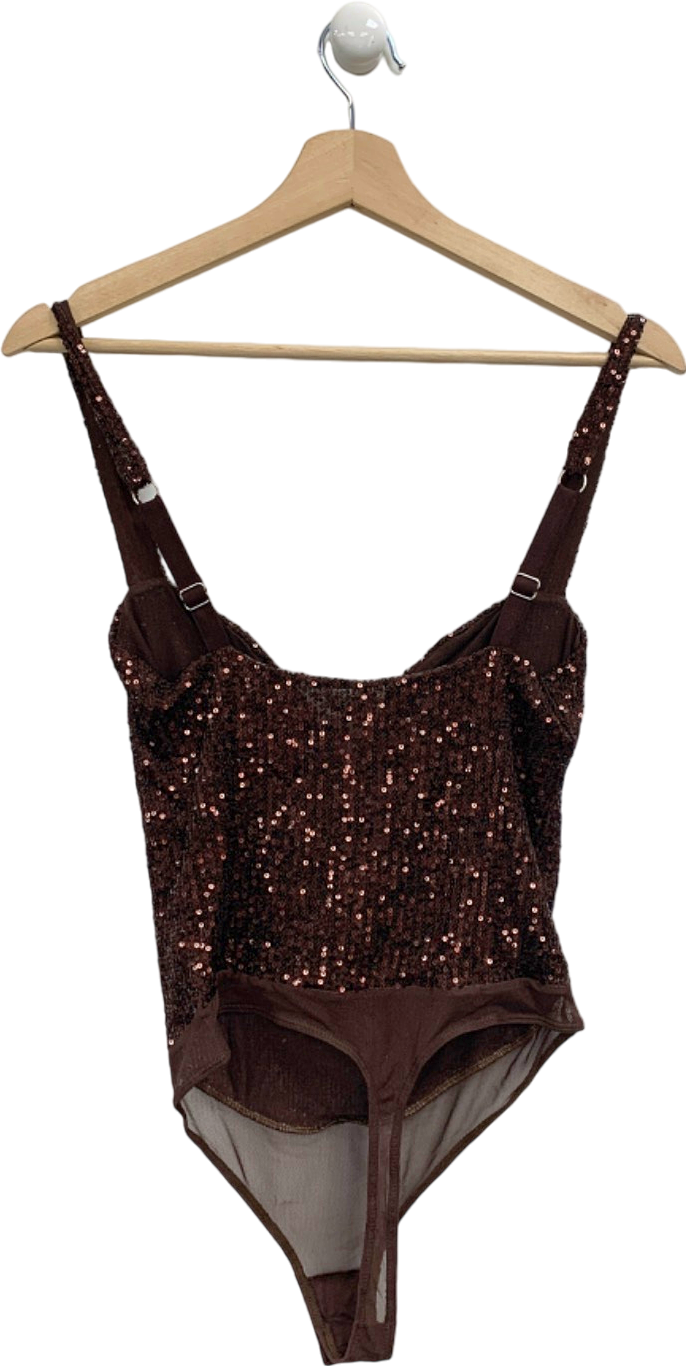 Free People Hot Cocoa Sequinned Bodysuit UK S