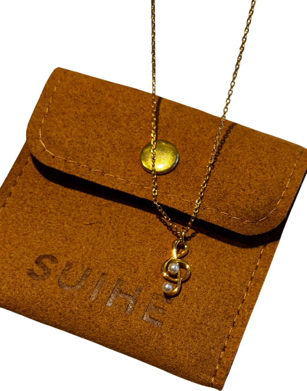 SUIHE 18k Yellow Gold Vermeil Over Sterling Silver Aria Music Note Necklace