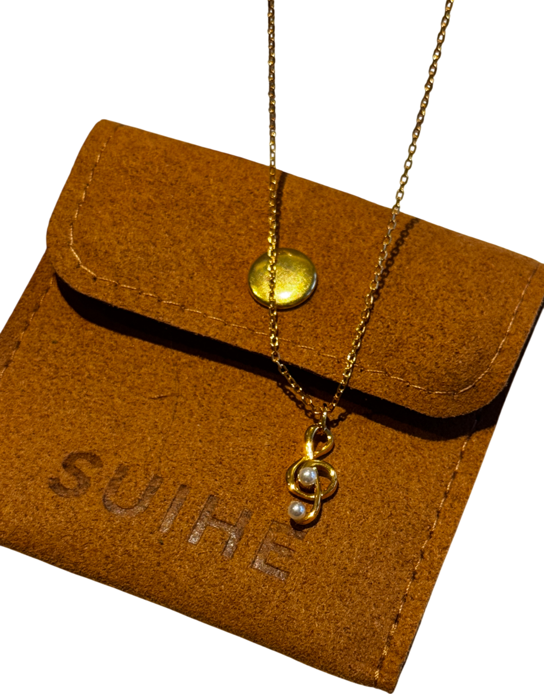 SUIHE 18k Yellow Gold Vermeil Over Sterling Silver Aria Music Note Necklace