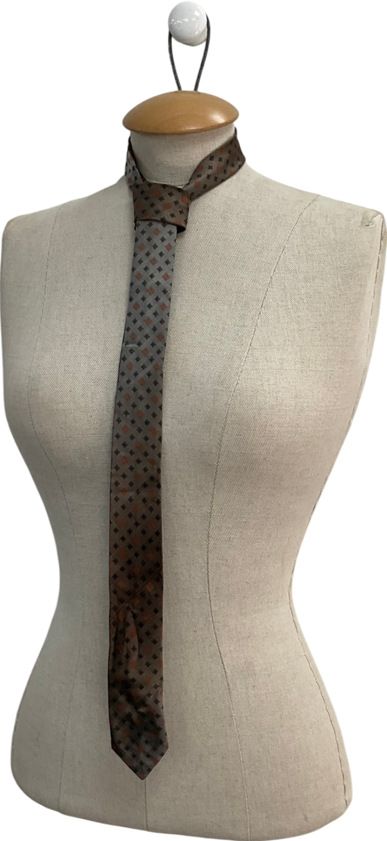 Dior Brown Slim Patterned Silk Tie One Size