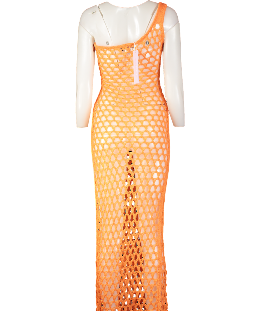 White Fox Orange In My Feelings Crochet Maxi Dress UK S/M