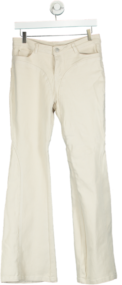 Oh Polly Cream White High Waisted Flared Jeans UK 8