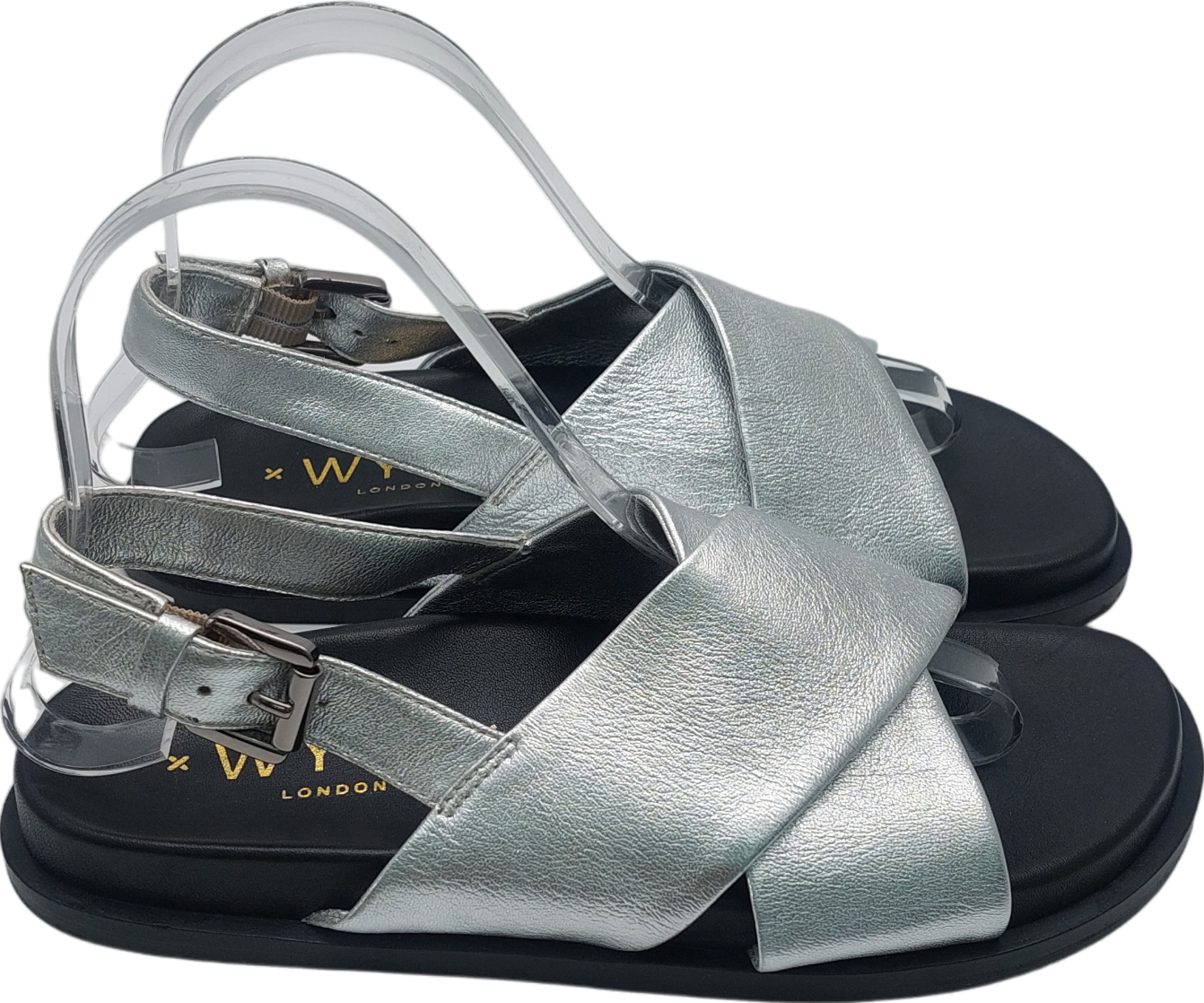 Wyse London London Silver Soft Leather Metallic Sandals EU 37 UK 4