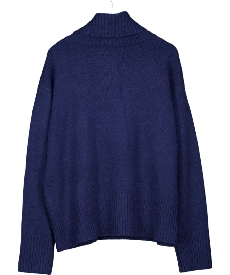 Wyse Blue Nadia Super soft Cashmere/Wool Blend Funnel Neck Jumper UK XL