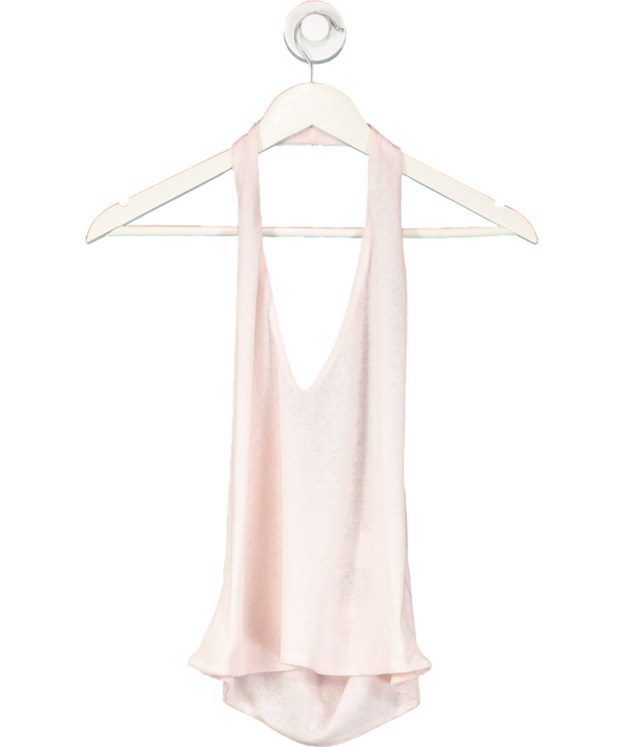 White Fox Pink Soft Knit Halter Top And Knot Front Top UK XL