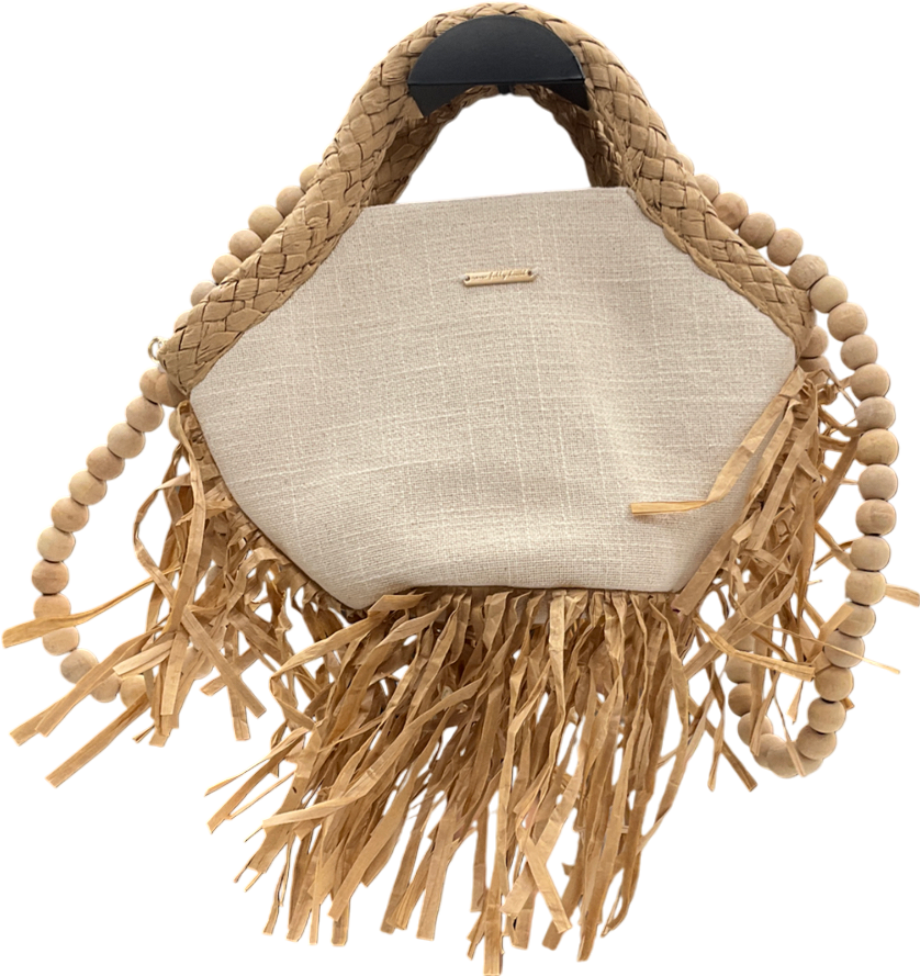 Never Fully Dressed Cream Raffia Cove Mini Bag UK S