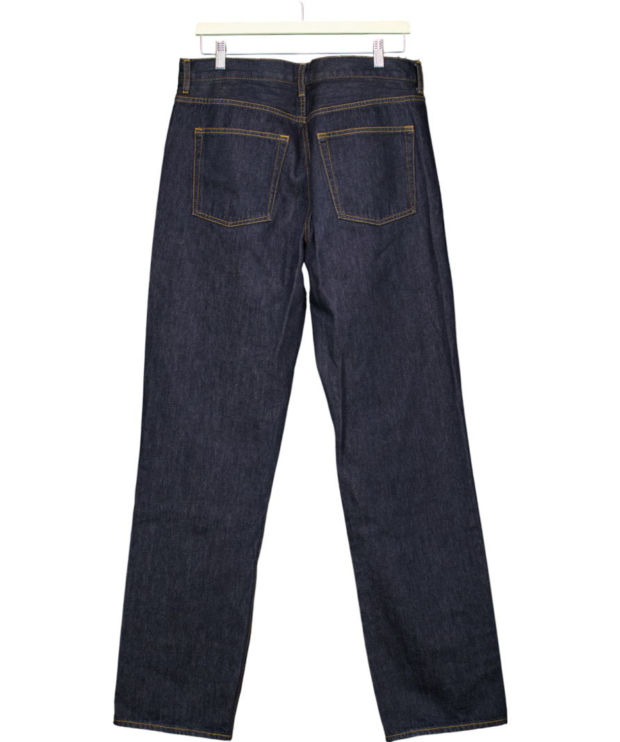 cos Dark Blue Relxed High Rise Straight Leg Jeans W32