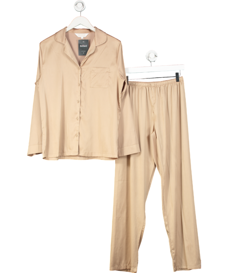 The NAP Co. Nude Contrast-piping Straight-leg Stretch-woven Pyjama Set UK S