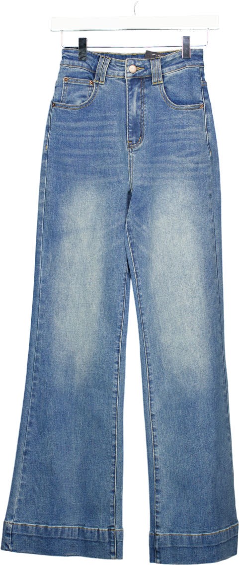 commense Blue Mid-waist Bootcut Denim Jeans Without Belt UK XS