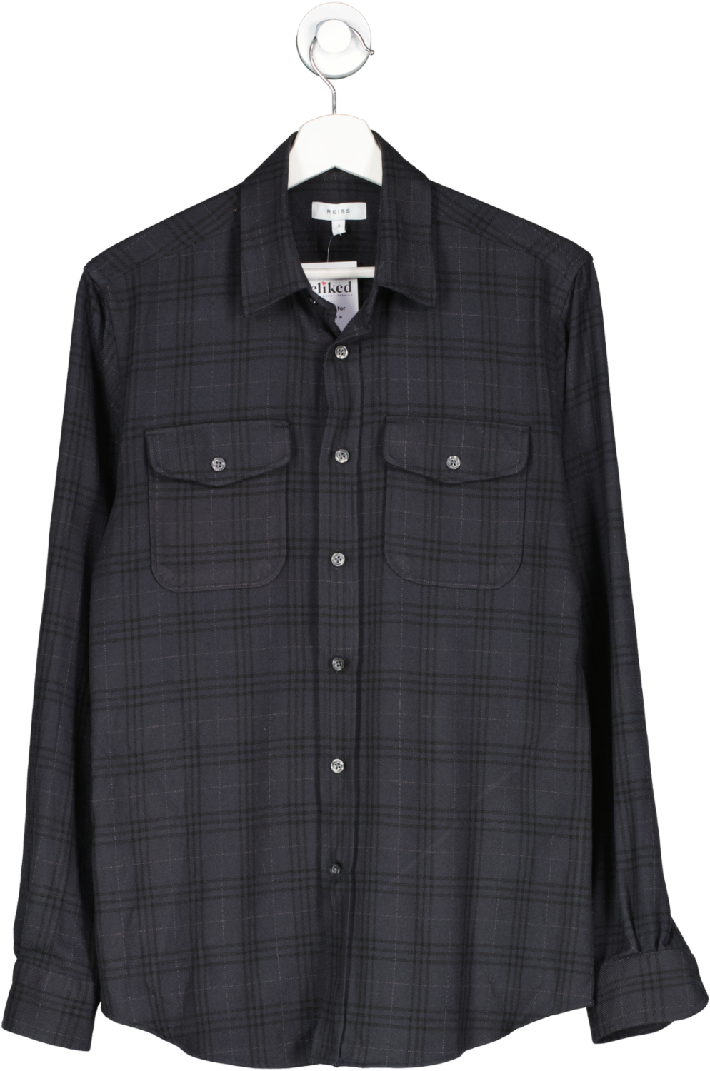 REISS Black Texted Soft Touch Shirt UK S