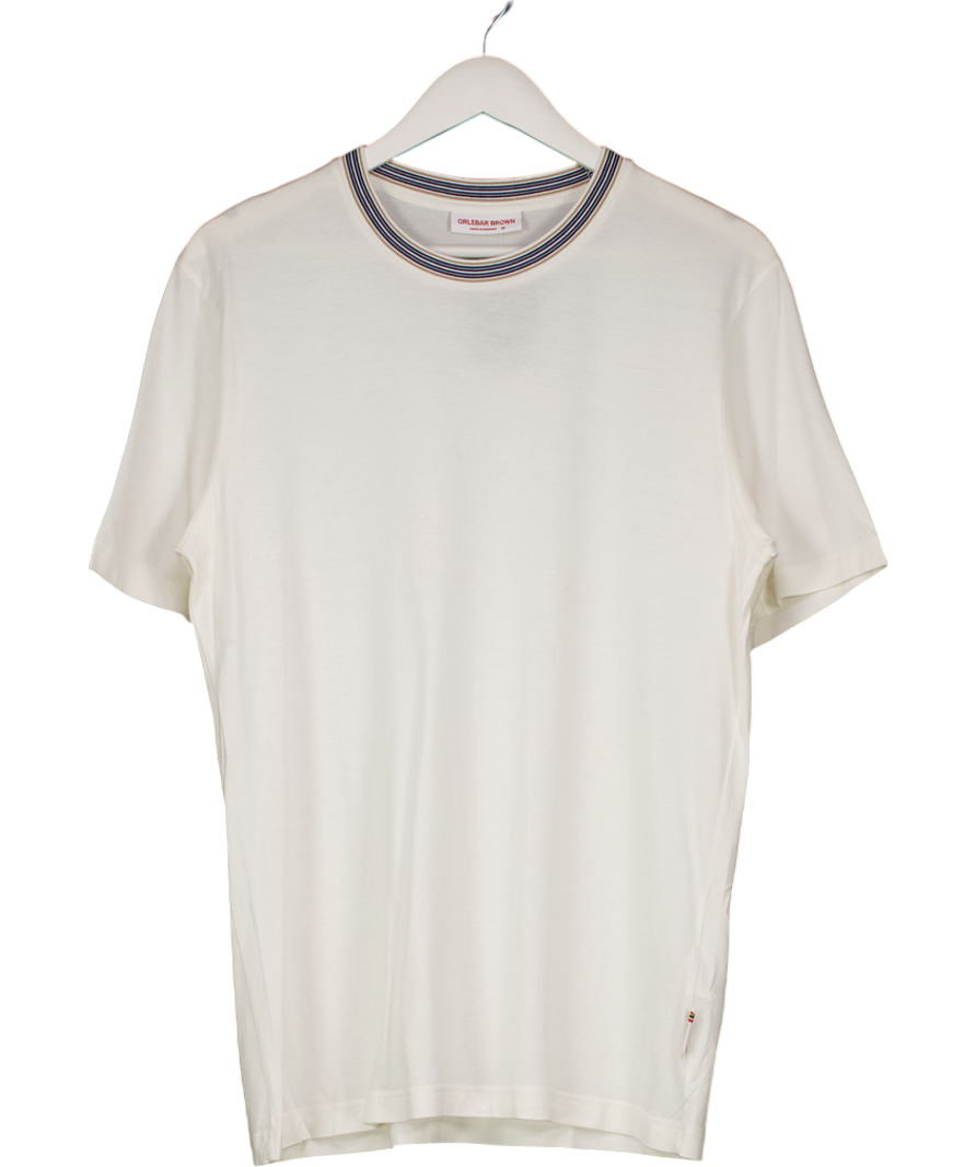 Orlebar Brown Cream Striped Neckline T-shirt UK M