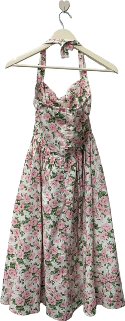 Ching's Multicoloured Floral Halter Dress UK XS