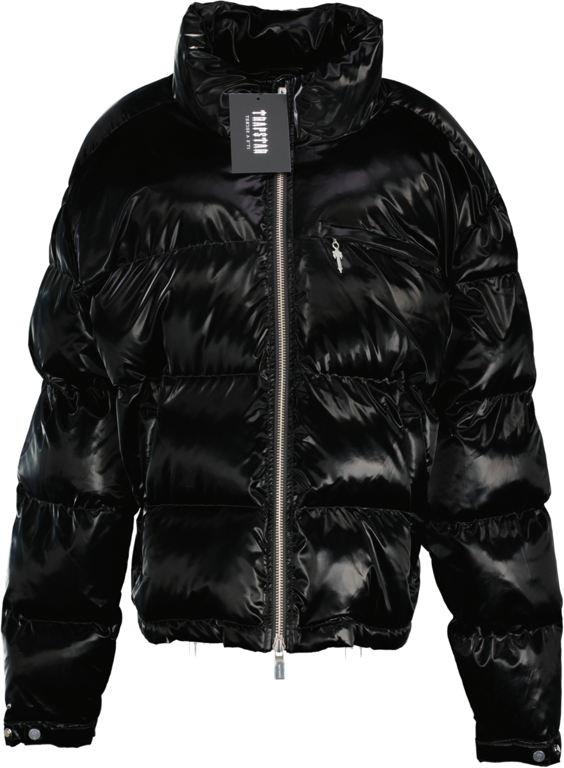 Trapstar Shiny Black Irongate T Puffer Logo zip Jacket UK XXXL