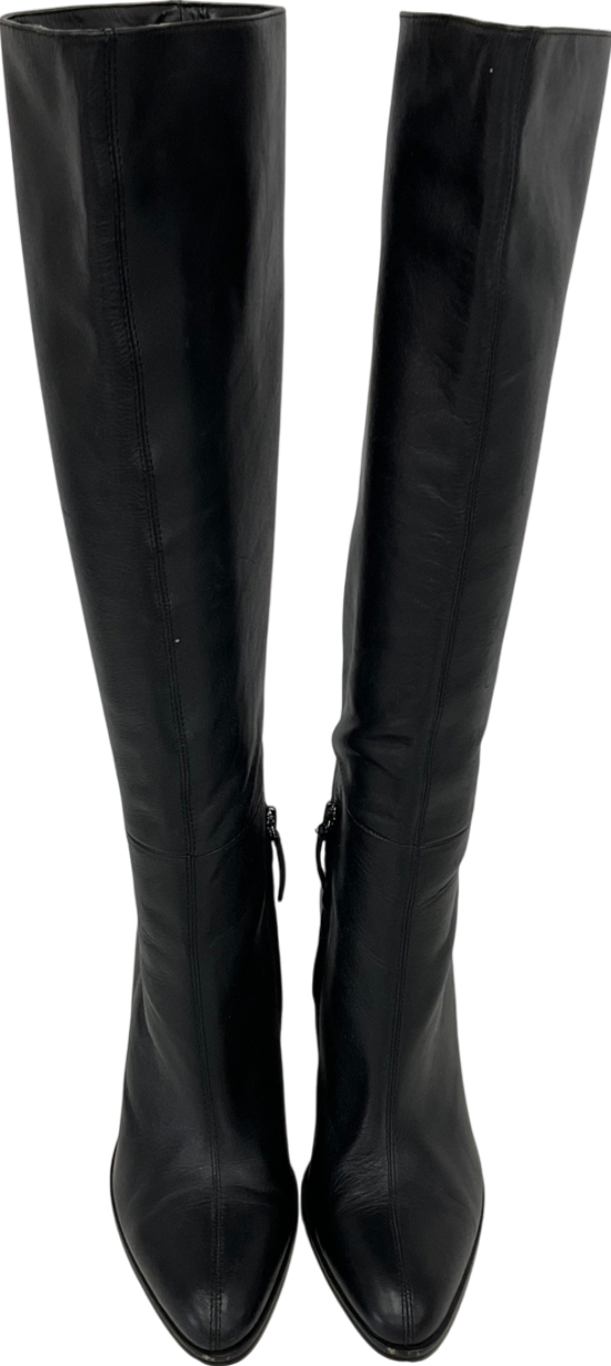 ZARA Black Leather Knee High Boots UK 6 EU 39 👠