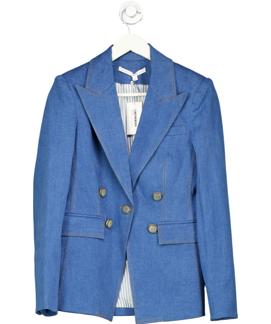 Veronica Beard Blue Naira Dickey Double-breasted Denim Blazer UK XS