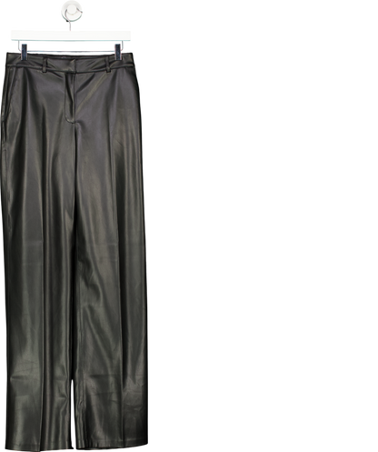 MANGO Black Wide Leg Leather Effect Trousers UK 10