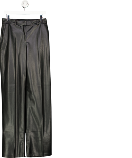 MANGO Black Wide Leg Leather Effect Trousers UK 10