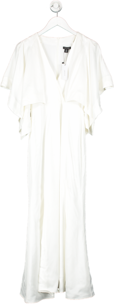 Karen Millen White Satin Crepe Woven Maxi Dress UK 8