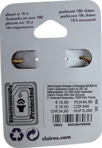 Claire's Metallic 18k Yellow Gold Plated 10mm Pearl Teardrop Huggie Hoop Earrings