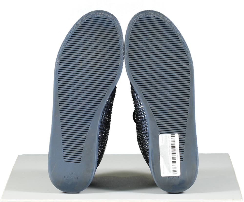 Gucci Blue Satin Crystal Embellished High Top Sneakers UK 5 EU 38 👠