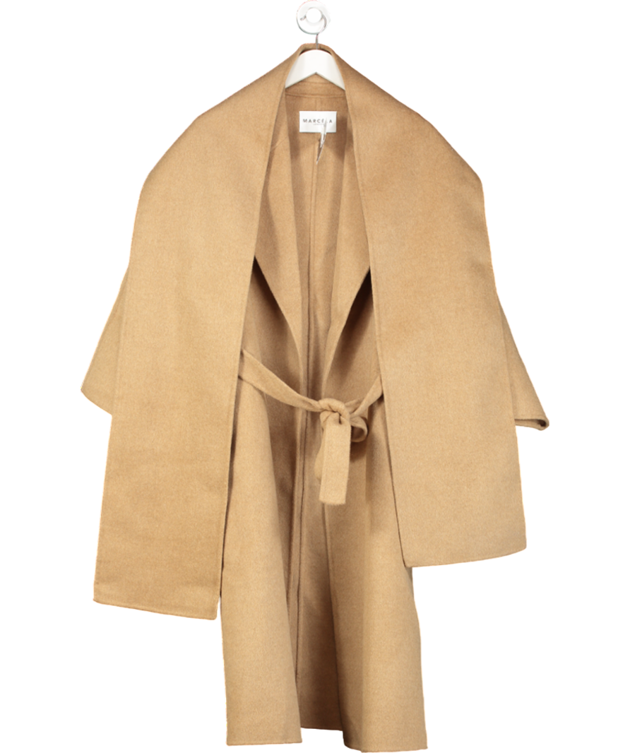 Marcela Beige Maia Wool Coat With Scarf One Size