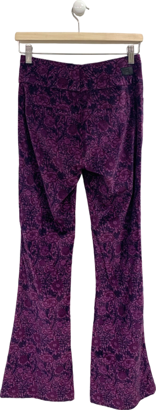 Paige Purple Floral Print Velvet Trousers UK S