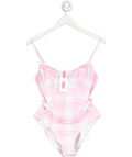 Solid & Striped Pink & White Check Spencer Belted Onepiece Swimsuit UK L