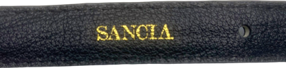Sancia Black Leather Double Prong Belt UK One Size
