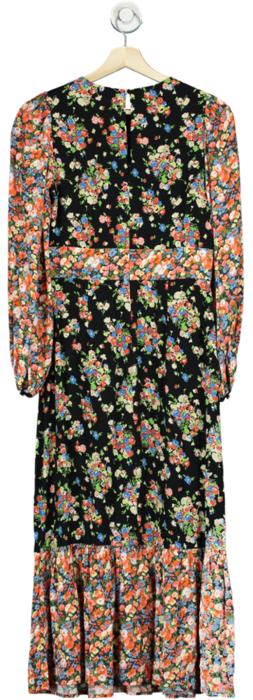Boden Black Multi Floral Print Midi Dress UK 6