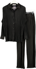 4th & Reckless 2-piece Black Plisse Shirt And Trouser Set UK 6