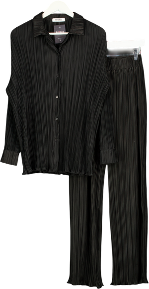 4th & Reckless 2-piece Black Plisse Shirt And Trouser Set UK 6