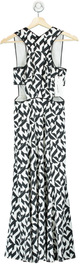 Karen Millen Black and White Geometric Print Dress UK 6