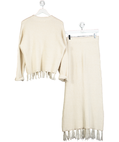 4th & Reckless Cream Oversized Tassle Trim Jumper & Skirt Set UK 6