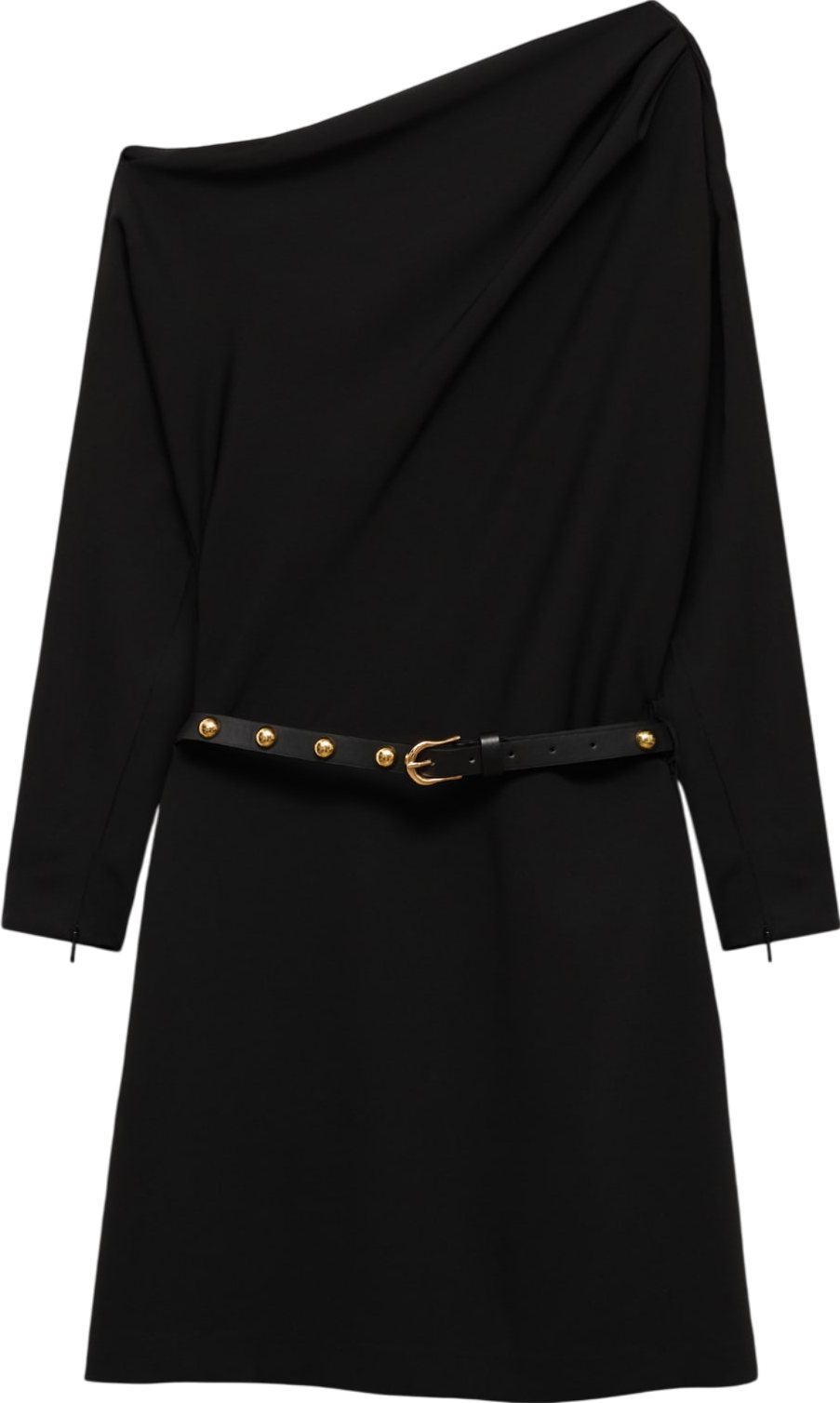 MANGO Black Asymmetrical Dress With Belt UK 10