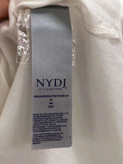 NYDJ White cotton classic pleated detail tunic Blouse UK XL