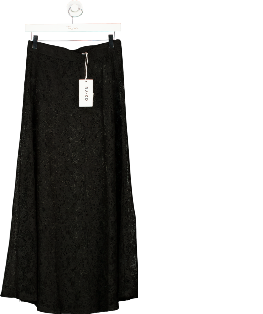 NA-KD Black Lace Maxi Skirt UK S
