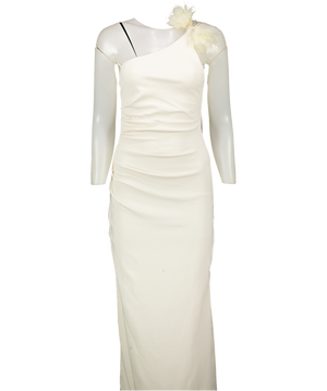 MANGO Cream Capsule Collection Asymmetrical Dress With Flower Detail UK S