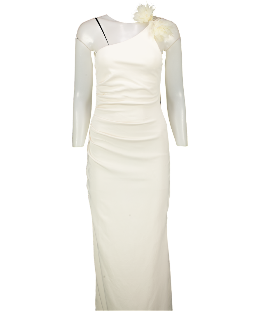 MANGO Cream Capsule Collection Asymmetrical Dress With Flower Detail UK S