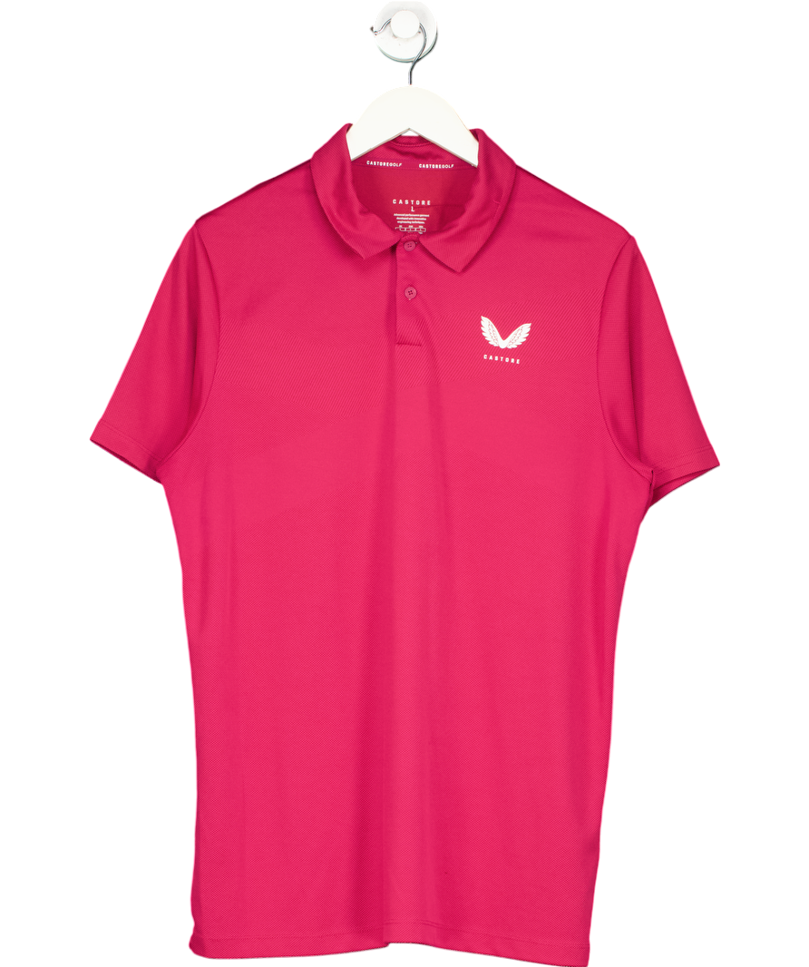 Castore Red Golf Club Essential Polo Shirt UK L